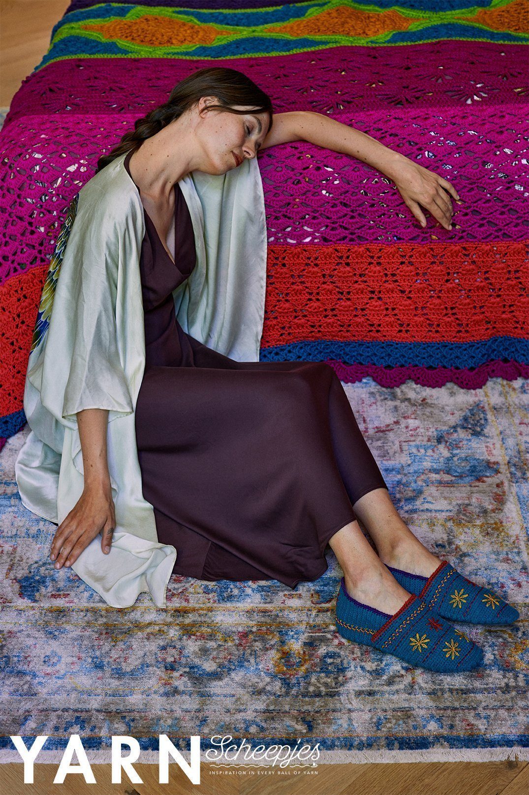 Scheepjes YARN Bookazine 12 Romance Boudoir Slippers by Liz Barraclough