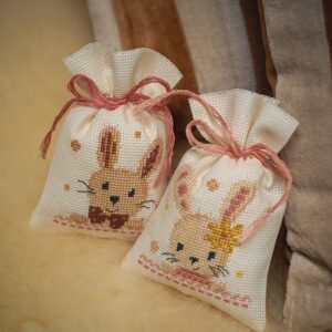 Vervaco Borduurpakket Kruidenzakje | Set van 2 | Lieve Konijntjes