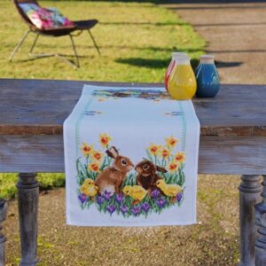 Borduurpakket Loper | Konijnen met kuikentjes