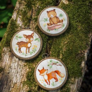 Vervaco Borduurpakket met Borduurring – Bosdieren (Set van 3)