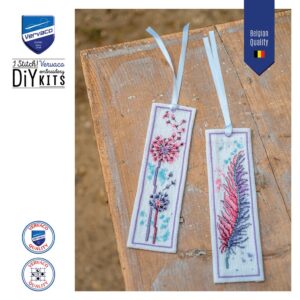 Vervaco Borduurpakket Bladwijzer – Pluim en Pluisjesbloem (Set van 2)