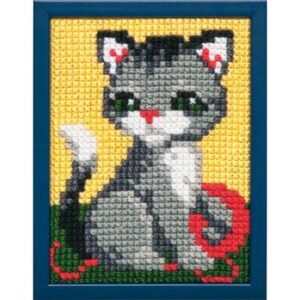 Pako – Voorbedrukt Kinder Kruissteek Borduurpakket Poesje (18 x 24 cm)