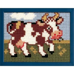 Pako – Voorbedrukt Kinder Kruissteek Borduurpakket Koetje (18 x 24 cm)